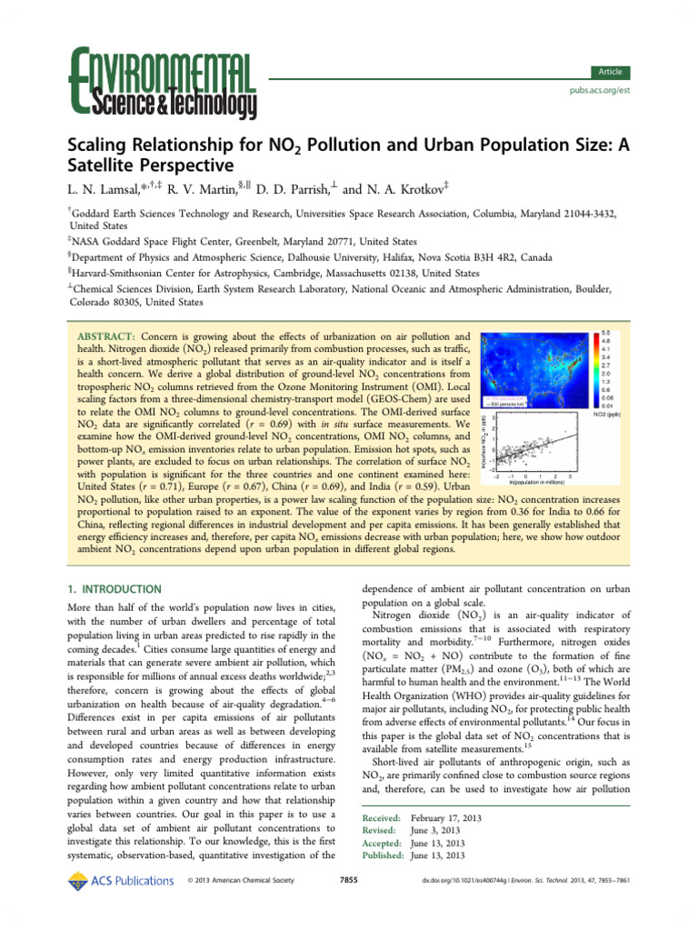 NO2 Pollution and Urban Population Dynamics | PDF | Air Pollution ...