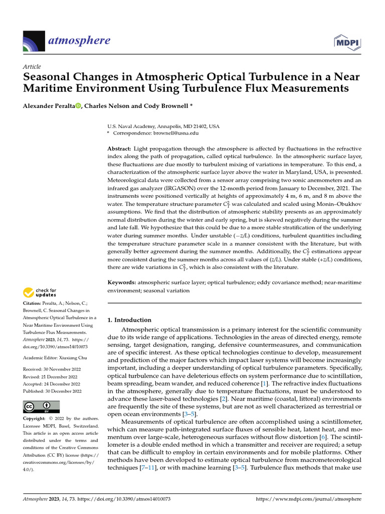 Seasonal Atmospheric Optical Turbulence Analysis | PDF | Wound | Wind Speed