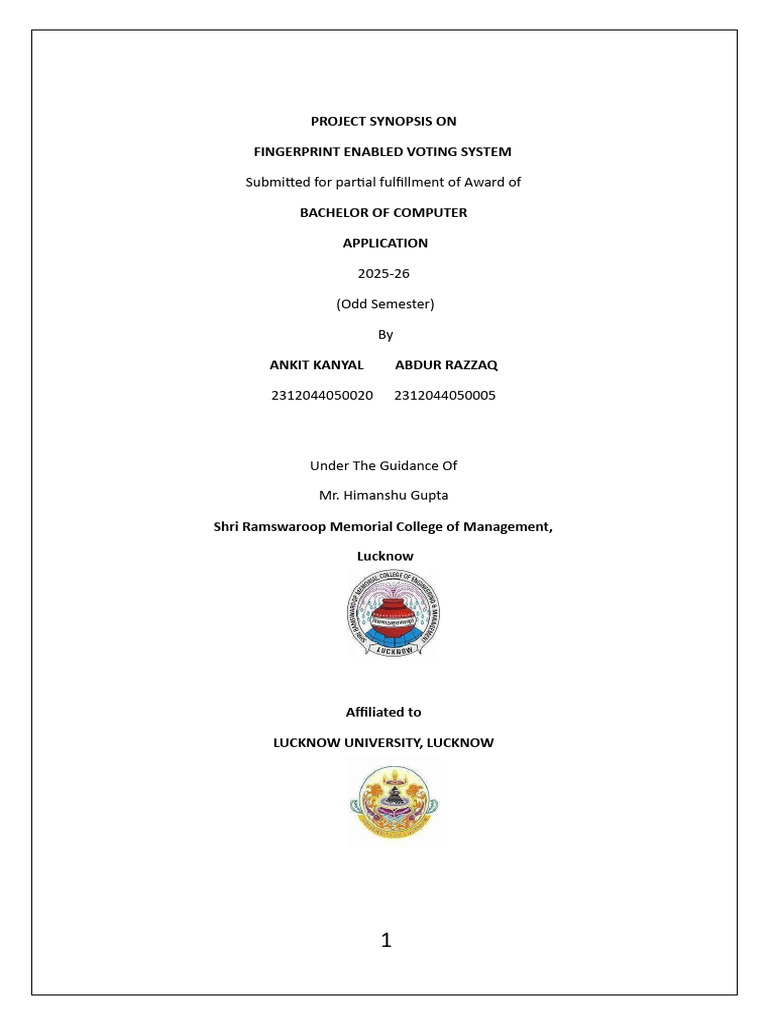 Fingerprint Voting System Project Overview | PDF | Biometrics | Fingerprint