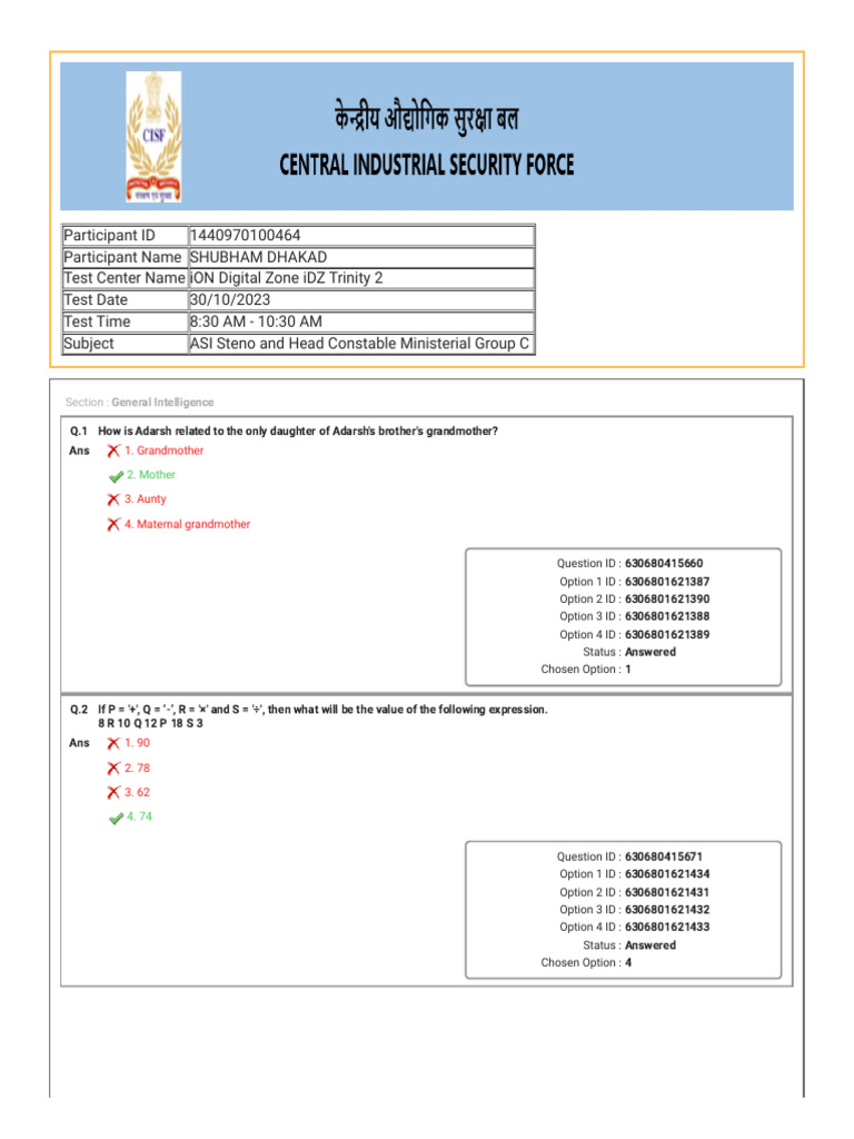 General Intelligence Test Questions | PDF