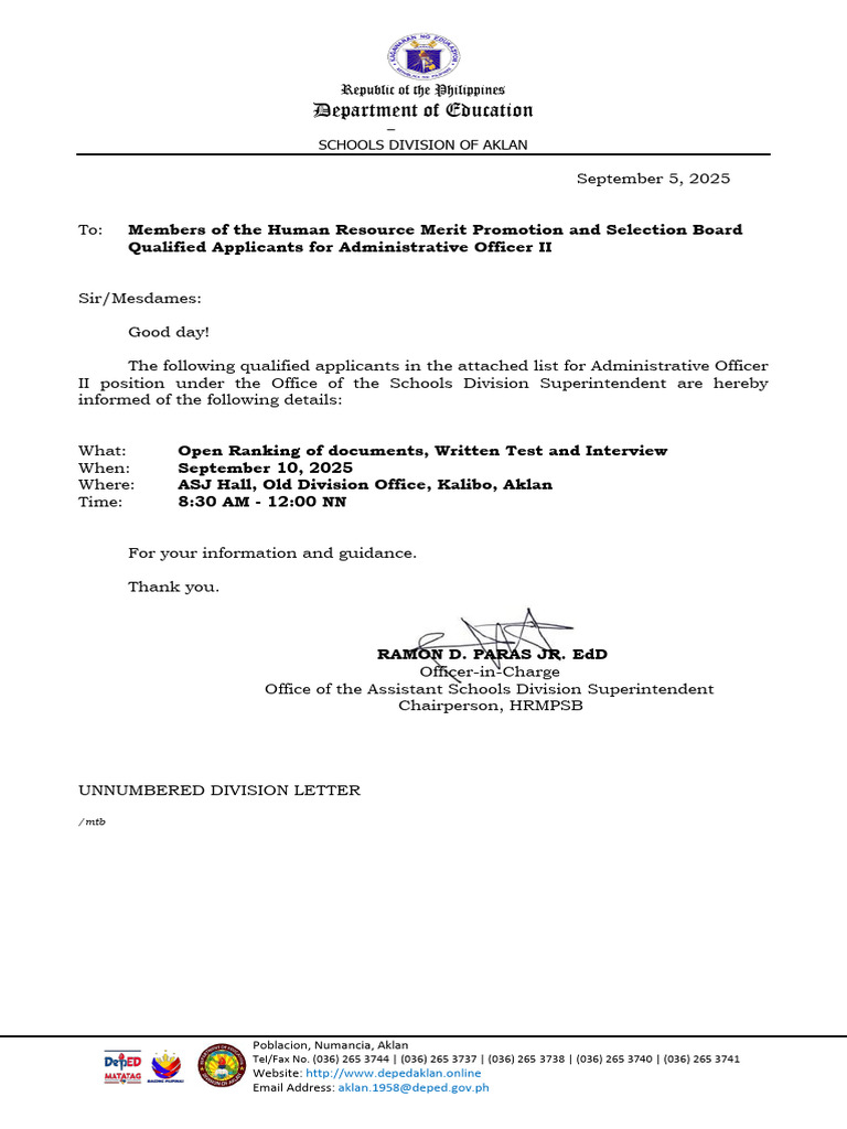 Div Letter Ao II Sep 10 2025 Morning | PDF
