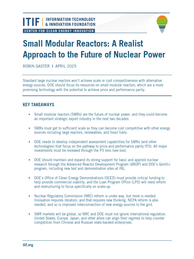 Future of Nuclear Power: Small Modular Reactors | PDF | Nuclear Power ...