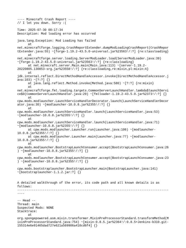 Minecraft Mod Loading Error Report | PDF | Central Processing Unit ...