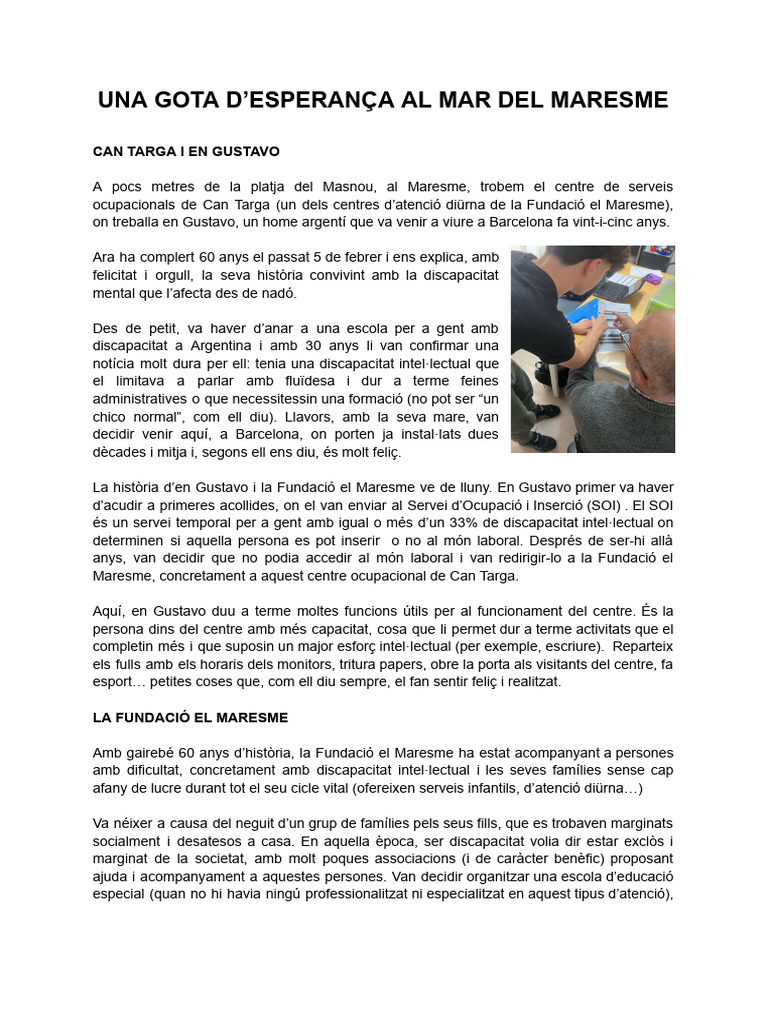 Una Gota D'esperança Al Mar Del Maresme | PDF