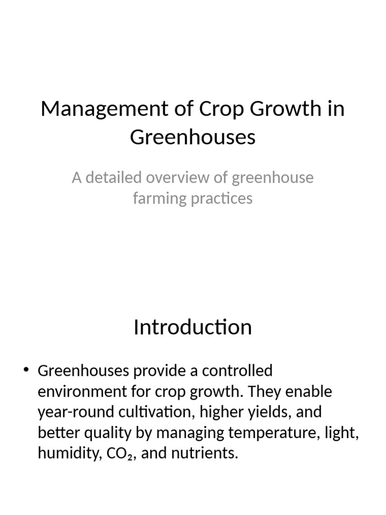 Greenhouse Crop Growth Management Guide | PDF