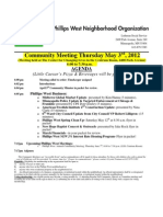 Community Meeting Thursday May 3, 2012: Agenda