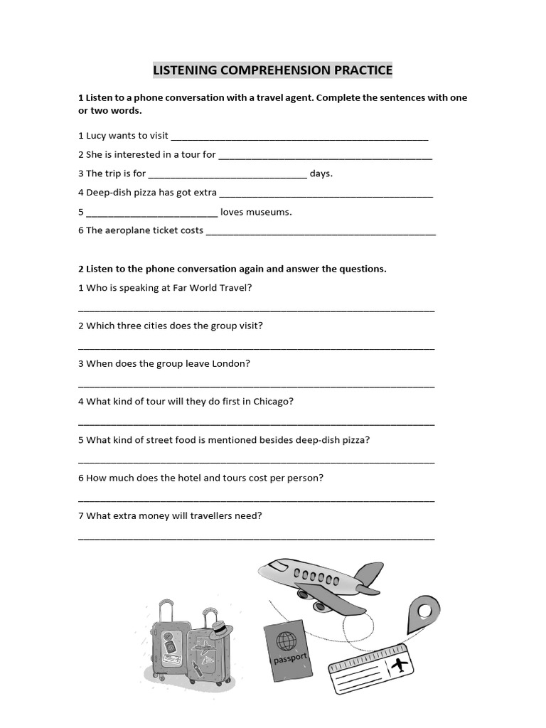 Travel Agent Listening Practice Exercise | PDF