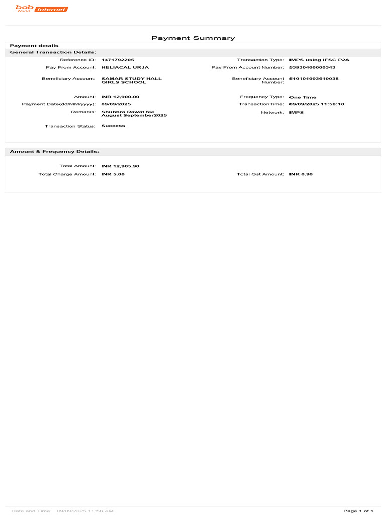 Single Entry Payment Summary | PDF