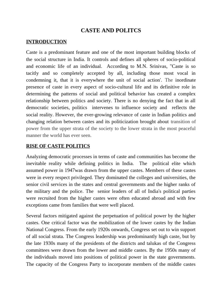 Caste and Politics in India | PDF | Dalit | Caste