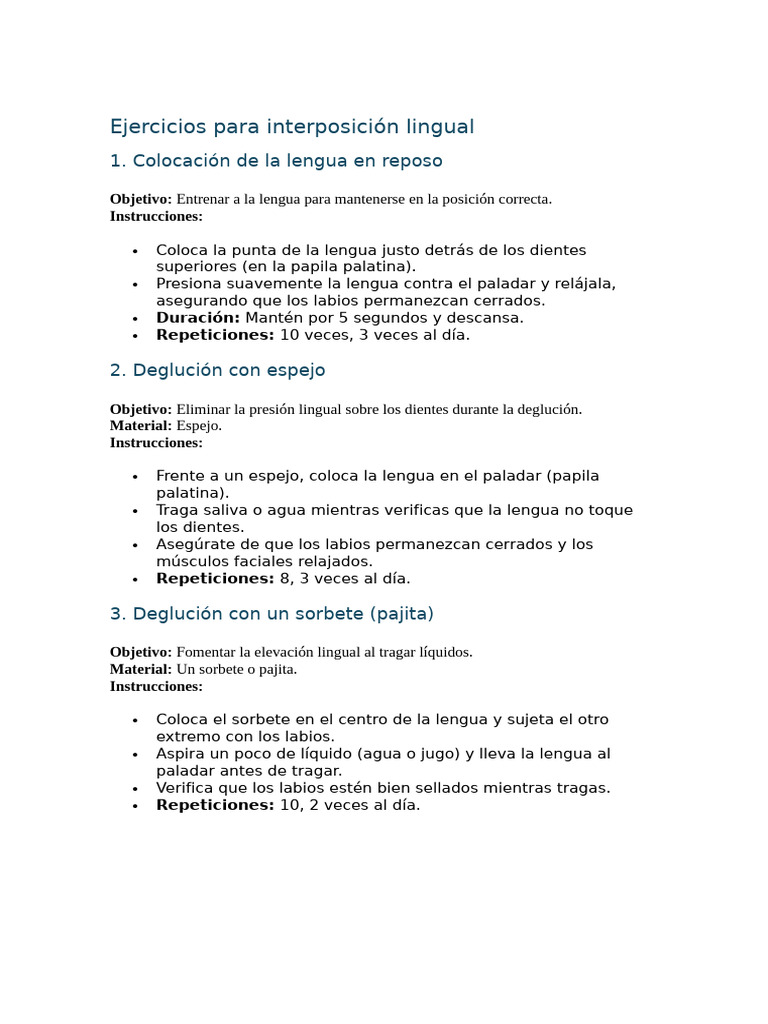 Ejercicios para mejorar la deglución y lengua | PDF | Lengua
