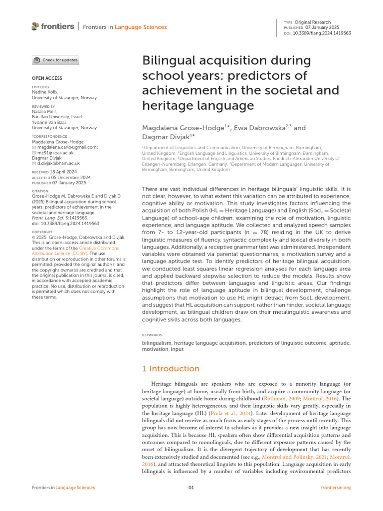 Bilingualism in School-Aged Children | PDF | Language Acquisition ...