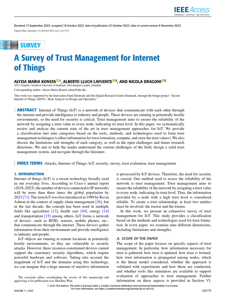 Trust Management in IoT: A Comprehensive Survey | PDF | Internet Of ...