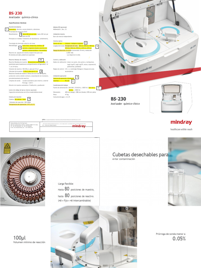 Analizador Químico-Clinico BS-230 | PDF | Ligero | Radiación ...