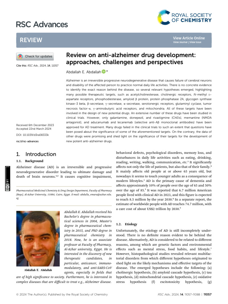 Anti-Alzheimer Drug Development Review | PDF | Alzheimer's Disease ...