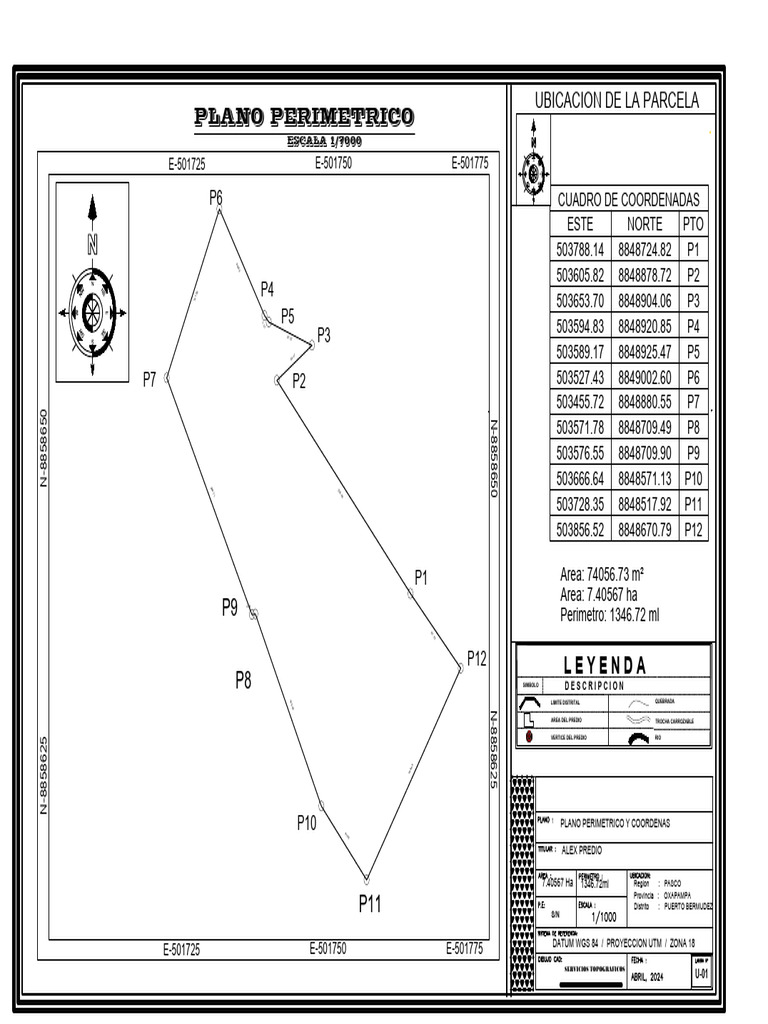 Coordenadas y área de parcela 7.4 ha | PDF | Geodesia | Tecnología ...