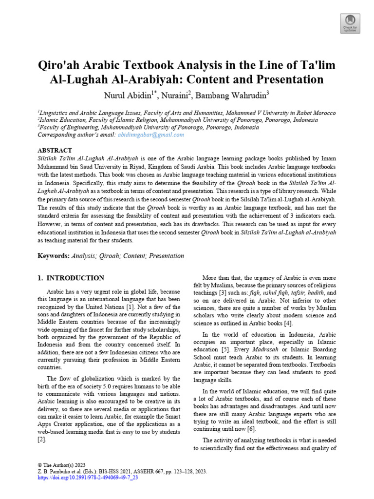Qiro'ah Arabic Textbook Analysis for Education | PDF | Books | Arabic