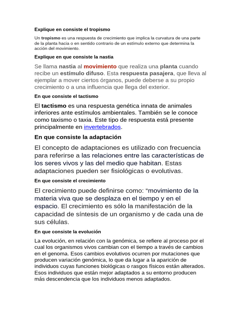 Explique en Consiste El Tropismo | PDF