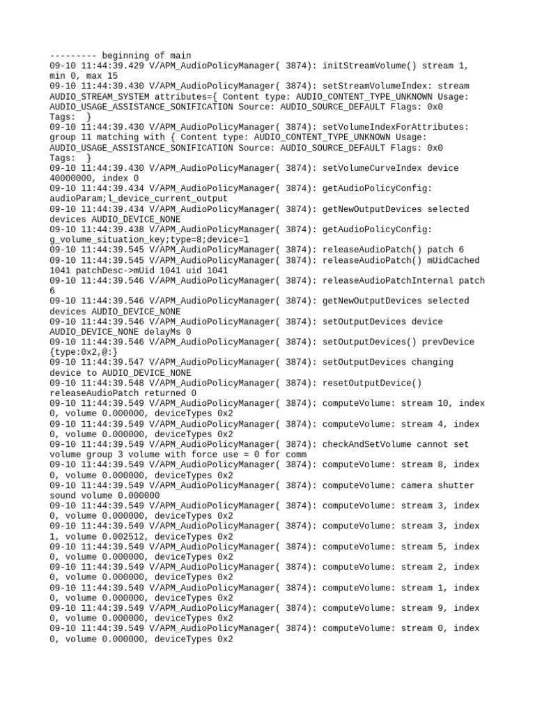 Audio Policy Manager Logs Analysis | PDF | Photography Equipment ...