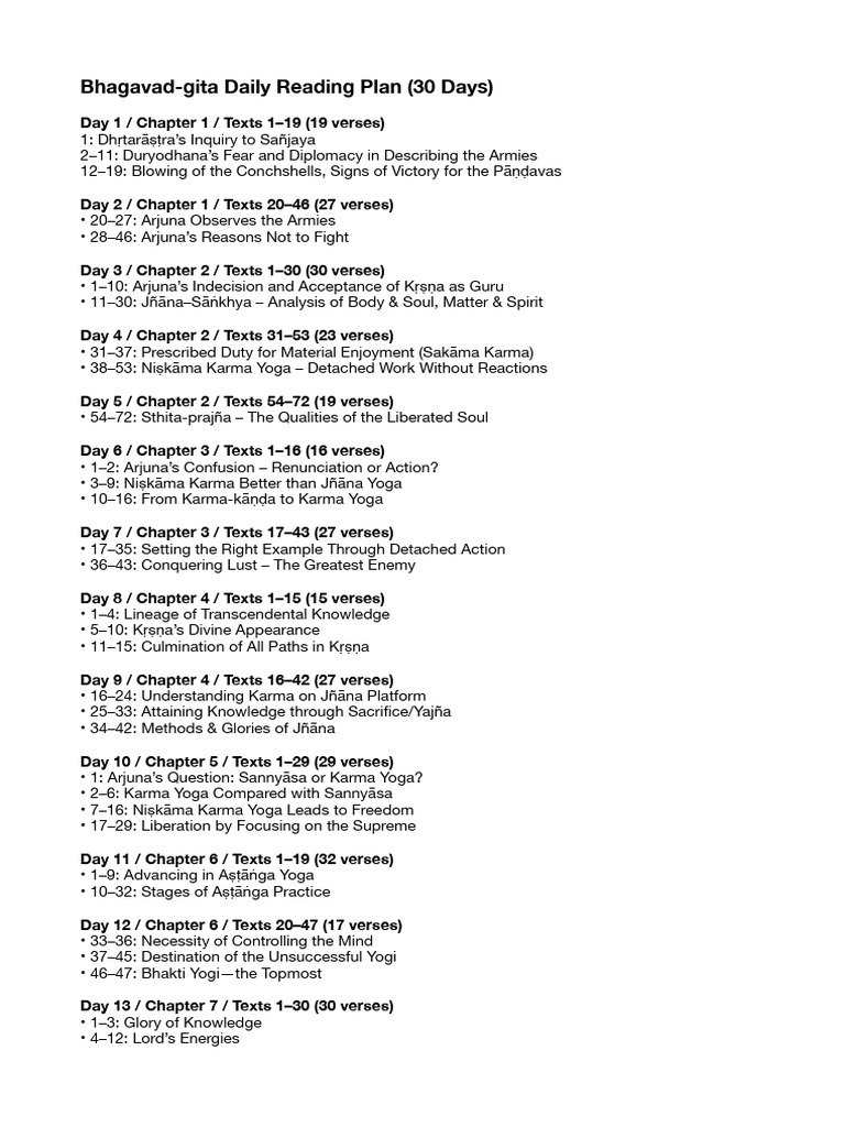 30-Day Bhagavad-gita Reading Plan | PDF | Bhagavad Gita | Krishna