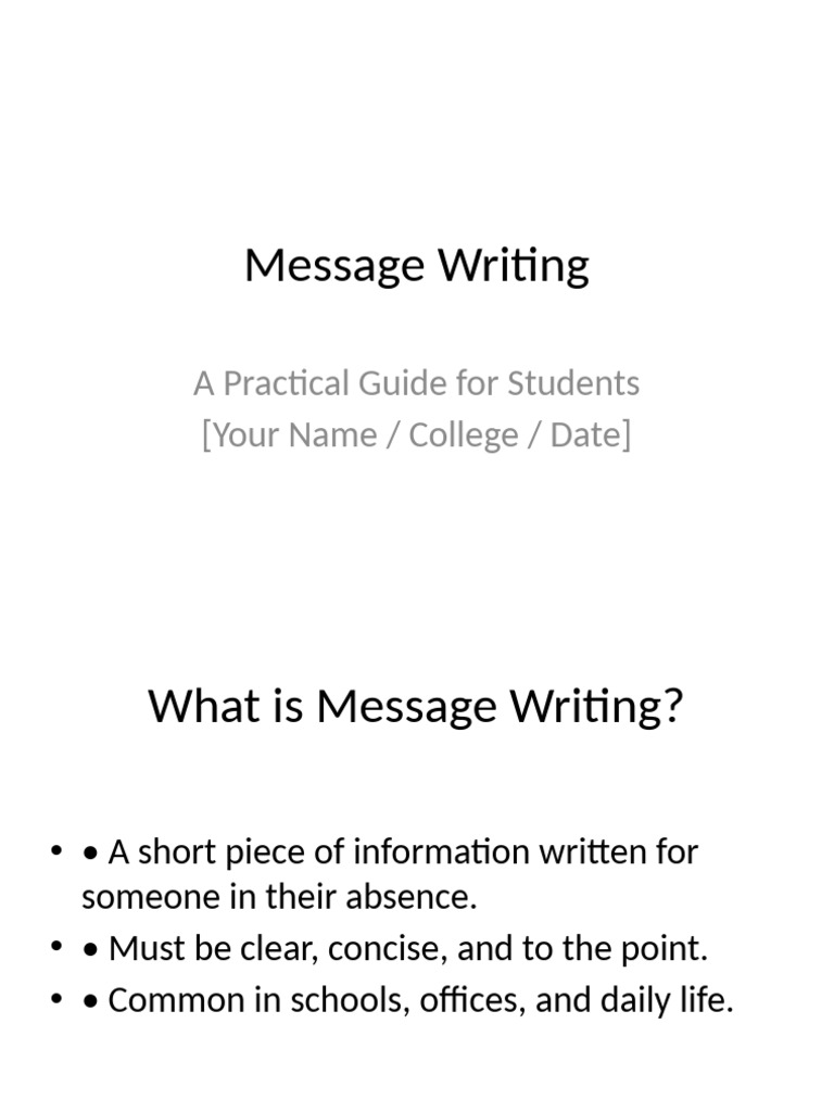 Message Writing Guide for Students | PDF