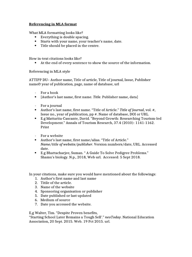MLA Formatting and Citation Guide | PDF