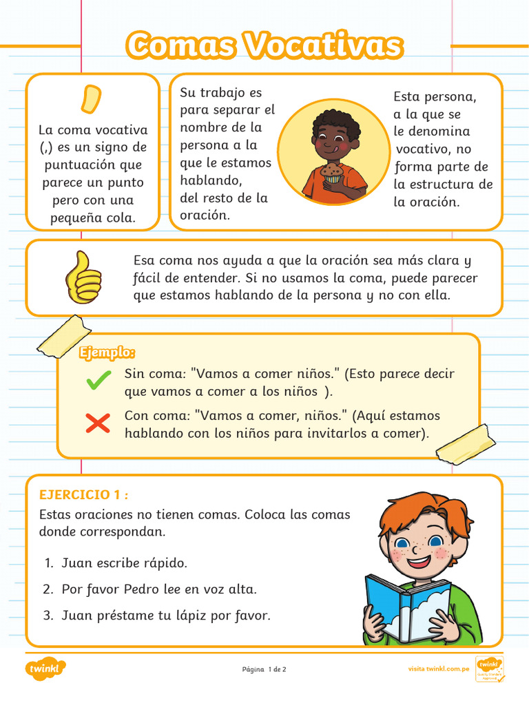 Sa l 1731690622 Ficha de Actividad Uso de Comas Vocativas Ver 1 | PDF