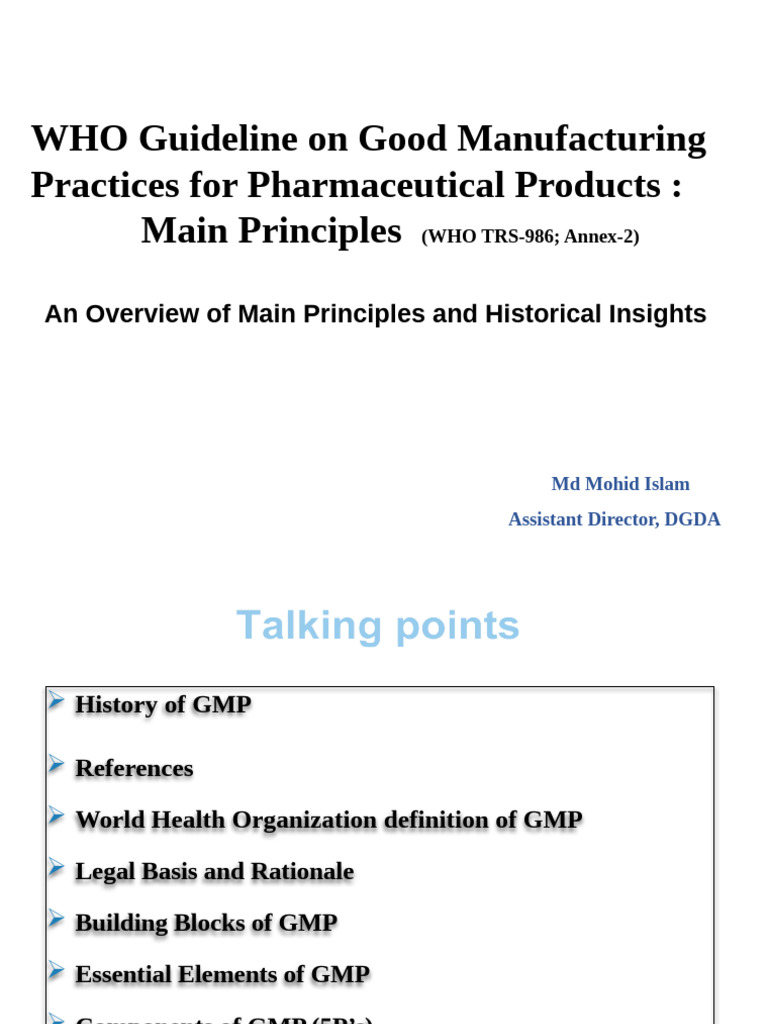 1.GMP Main Principles | PDF | Quality Assurance | Quality Management System