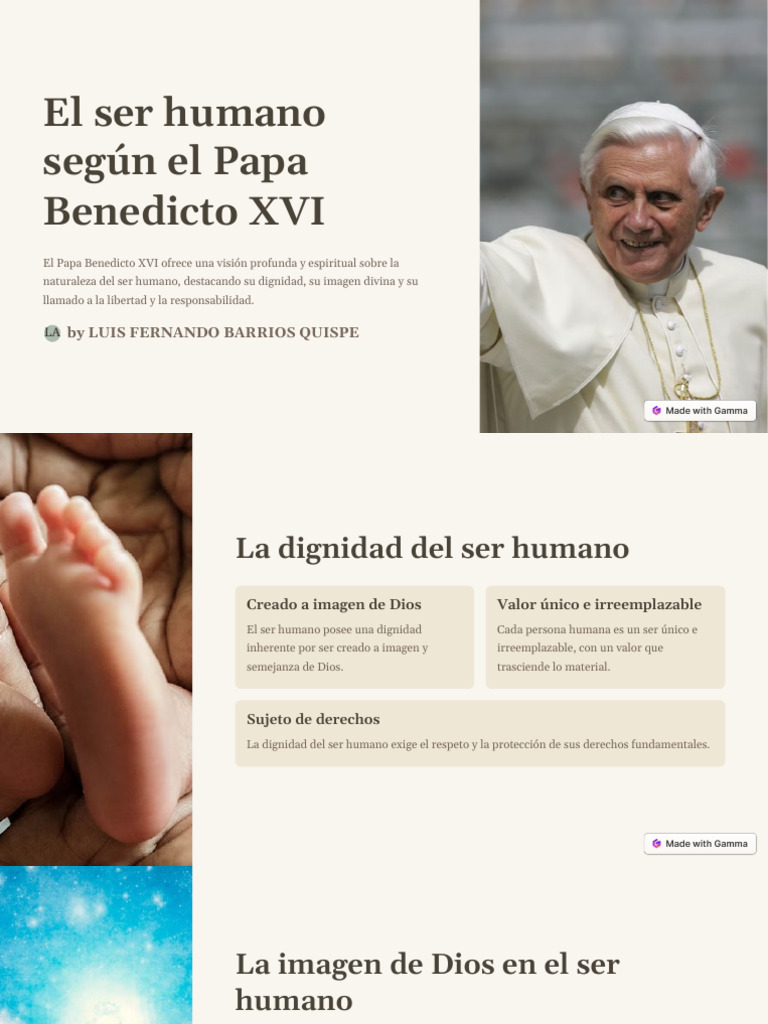 La dignidad del ser humano según Benedicto XVI | PDF | Imagen de dios ...