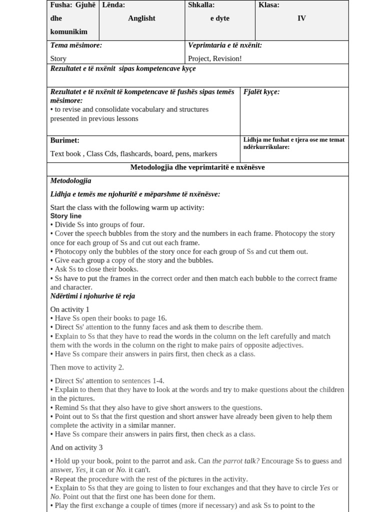 English Language Project for Grade IV | PDF | Linguistics | Human ...