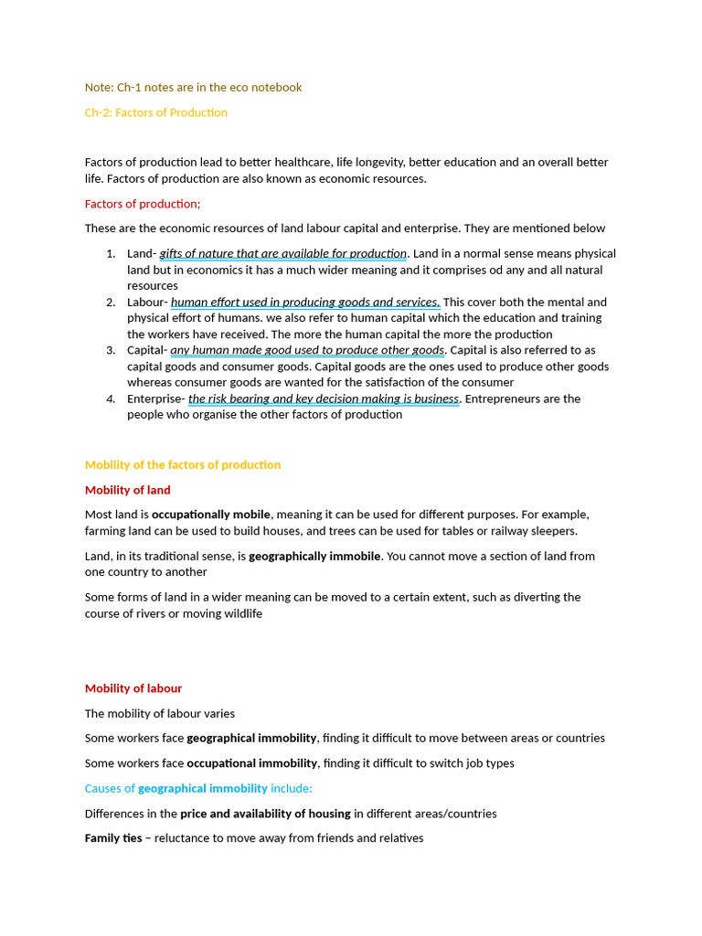 Mobility of Production Factors Explained | PDF | Capital (Economics ...