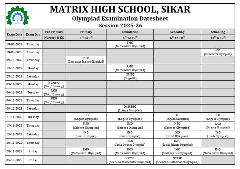 Olympiad Exam Schedule 2025-26 | PDF | Science
