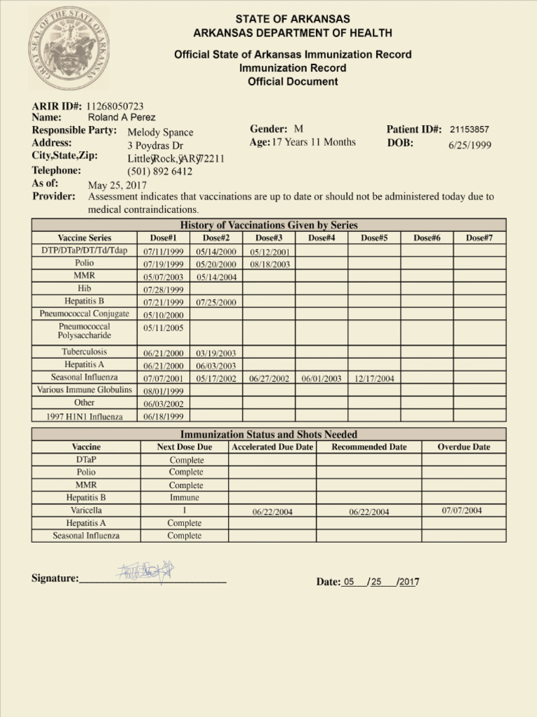 Immunization Report Ronald Perez-Scanned | PDF