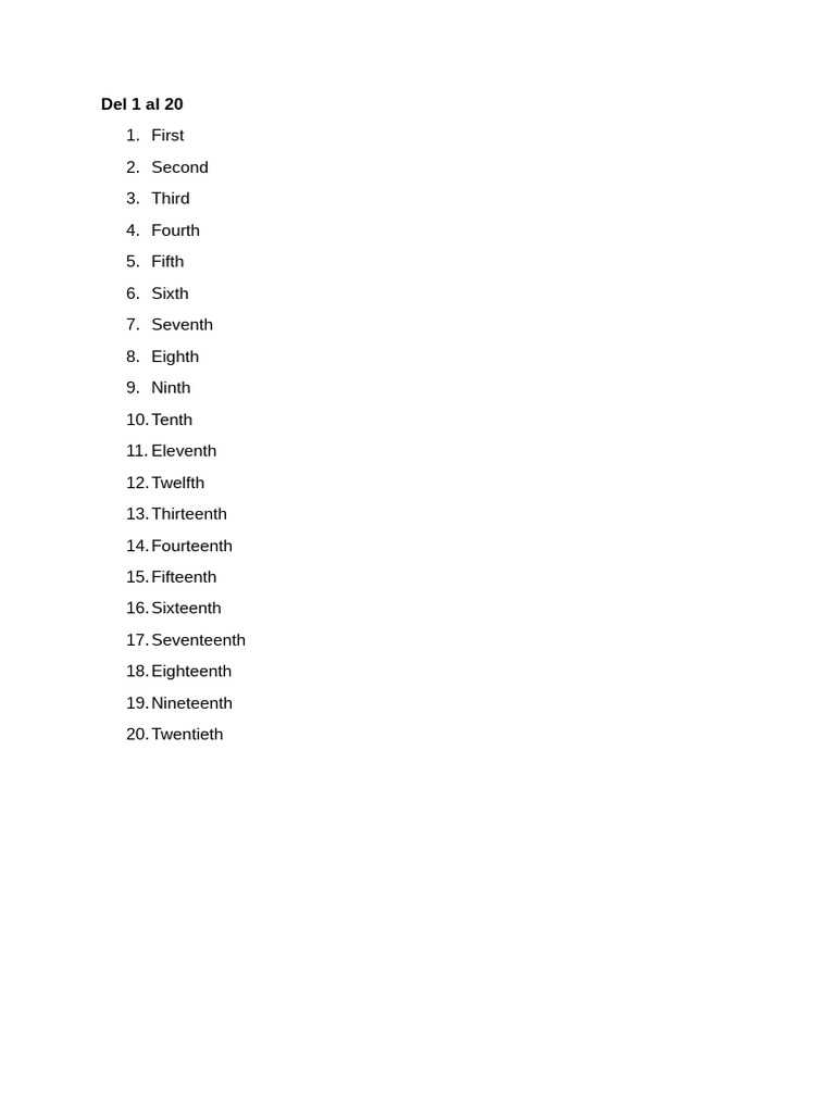 Ordinal Numbers 1-100 | PDF