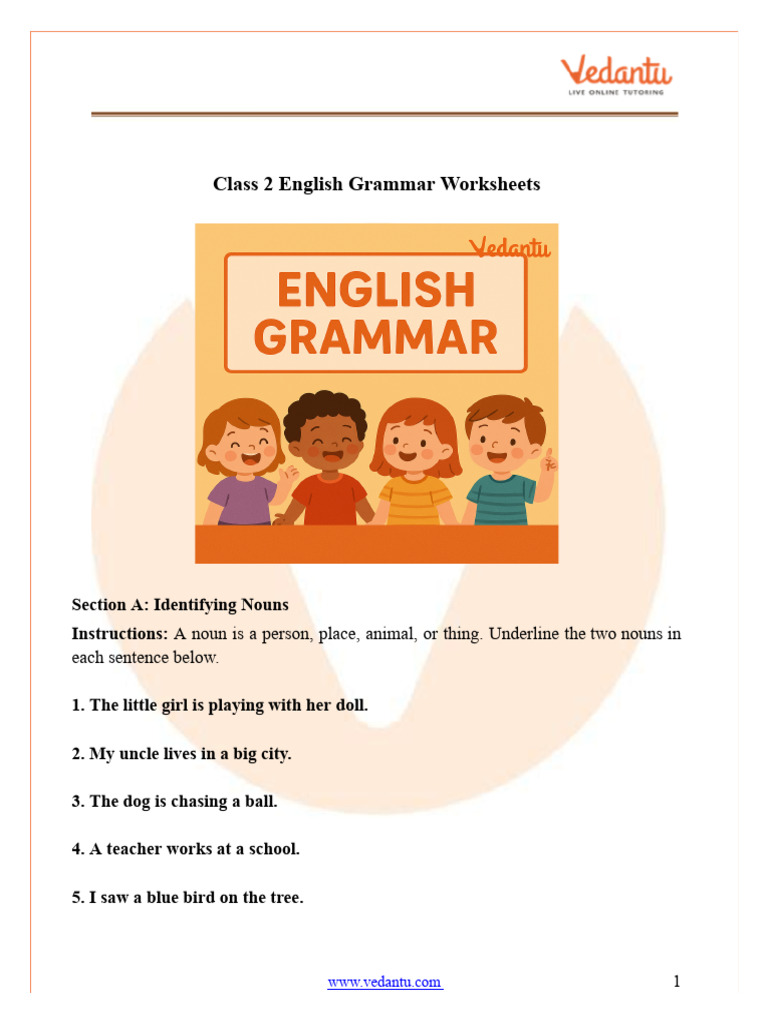 Class 2 English Grammar Worksheet | PDF | Noun | English Grammar