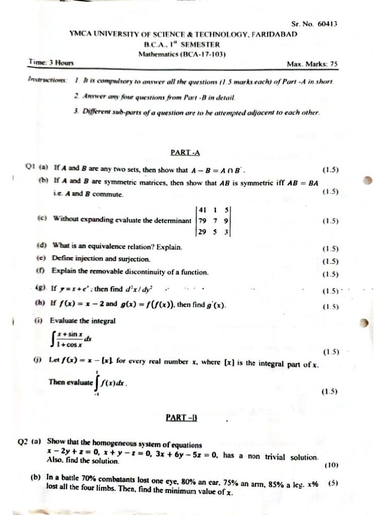 Question Paper of Maths 2 | PDF