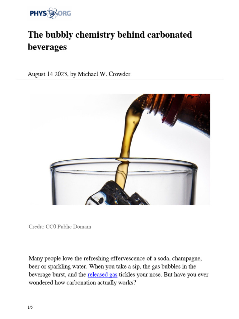 Chemistry of Carbonated Beverages | PDF | Carbonated Water | Carbon Dioxide