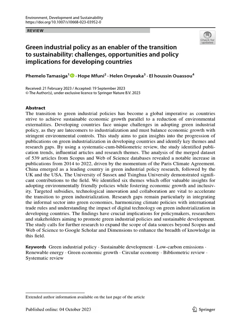 Green Industrial Policy in Developing Countries | PDF | Sustainability ...