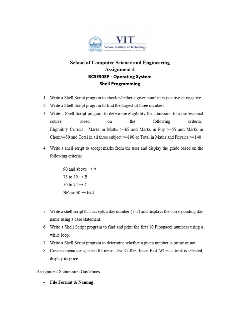 Shell Programming Assignment Guide | PDF | Filename | Computing