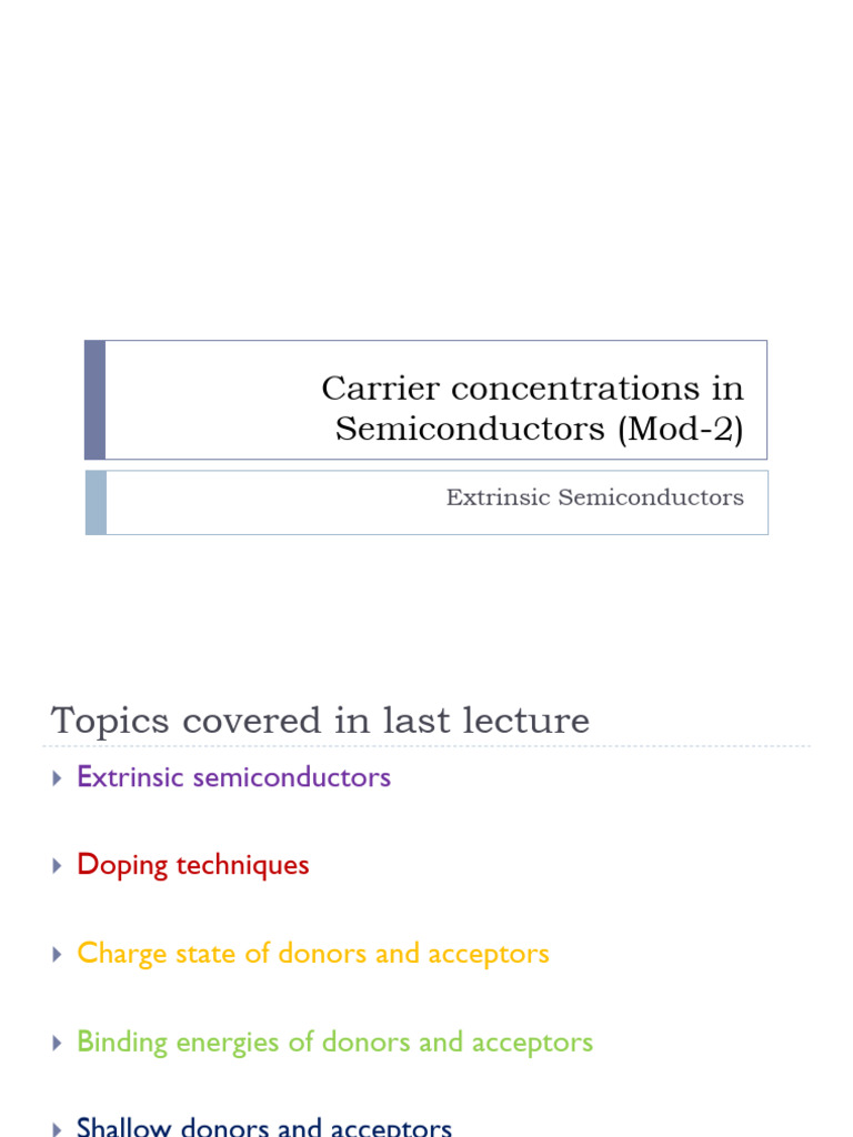 Carrier Concentrations in Extrinsic Semiconductors | PDF | Doping ...