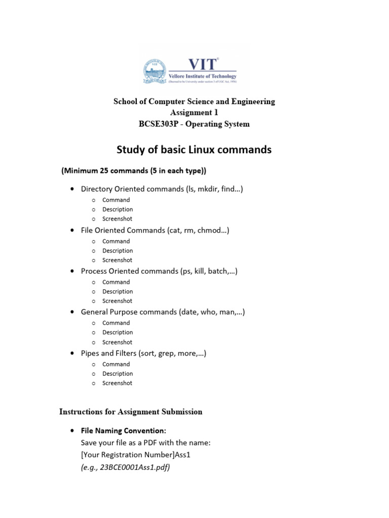 Linux Commands Assignment Guide | PDF