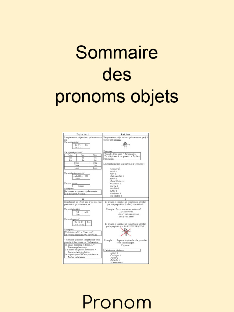 Guide des pronoms objets en français | PDF