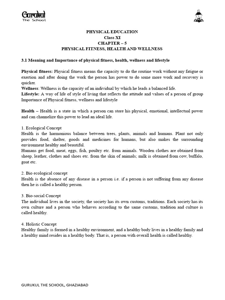 Chapter - 05 (Phyisical Fitness) Class XI 2022 | PDF | Physical Fitness ...