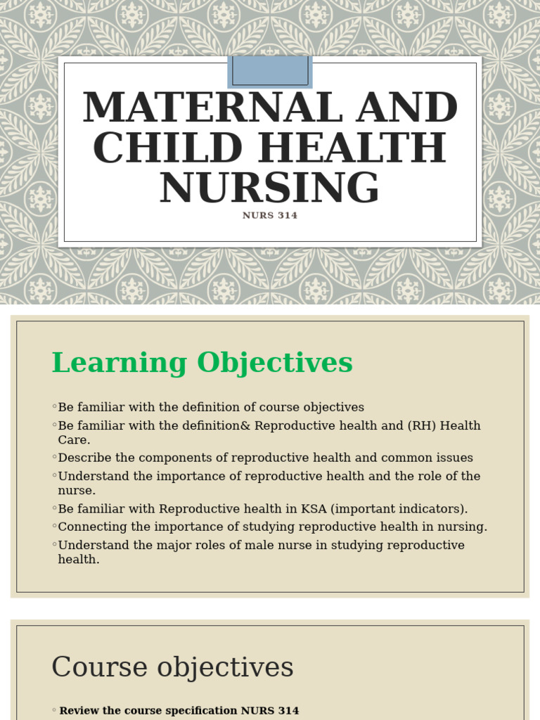 Maternal and Child Health Nursing Overview | PDF | Pregnancy | Childbirth