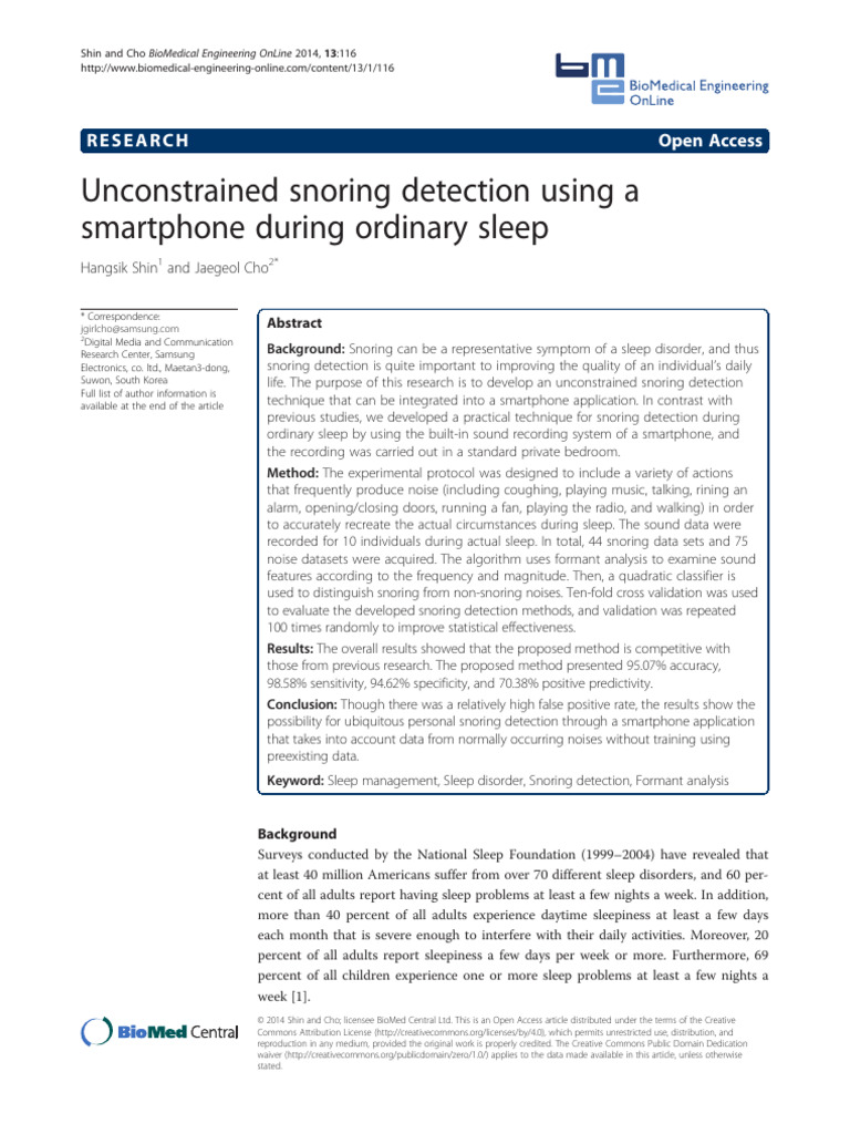 2014.unconstrained Snoring Detection Using A Smartphone During Ordinary ...