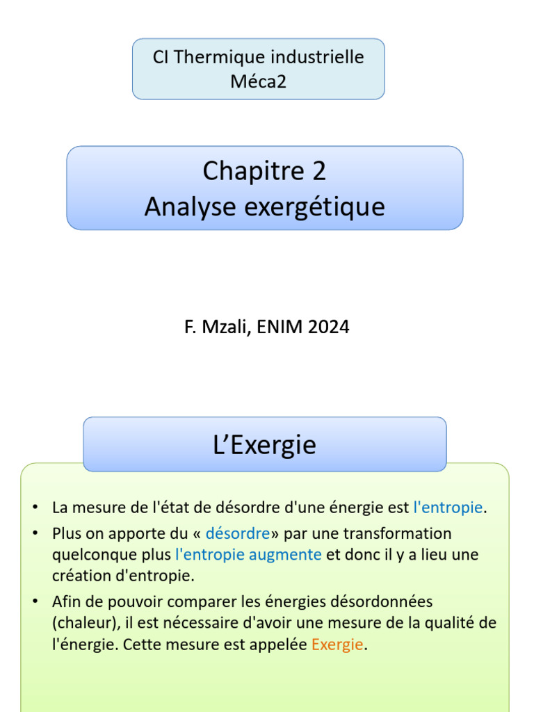 Analyse du rendement exergétique | PDF | Exergie | Entropie