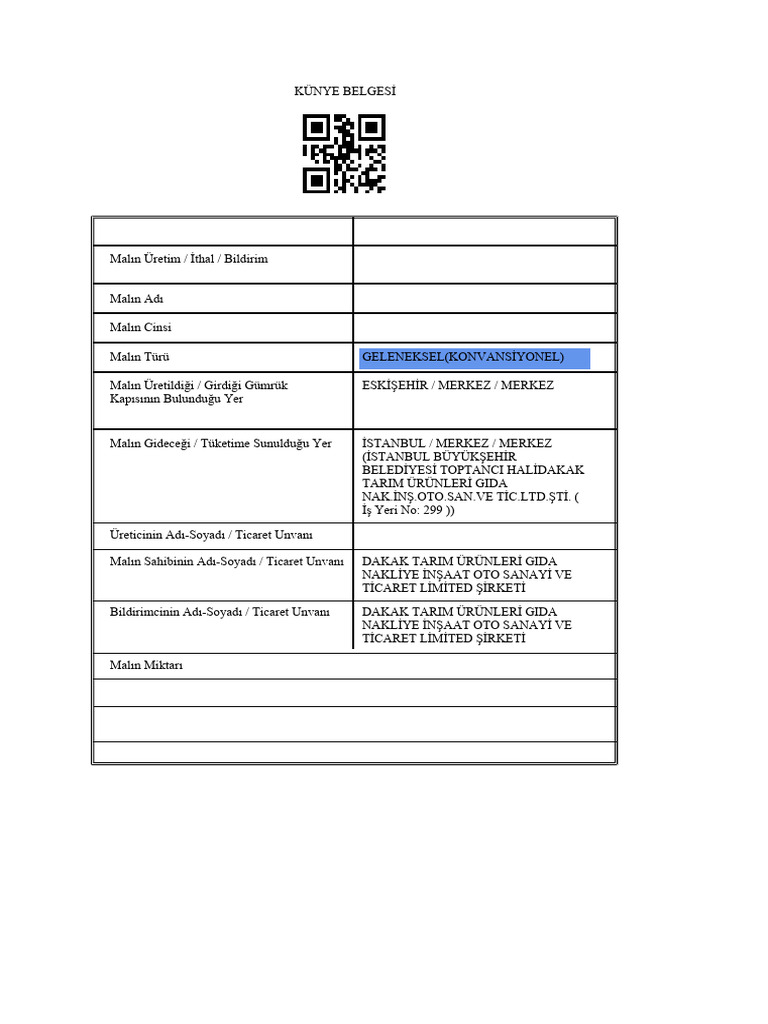 RPT Kunye Bilgi Form | PDF
