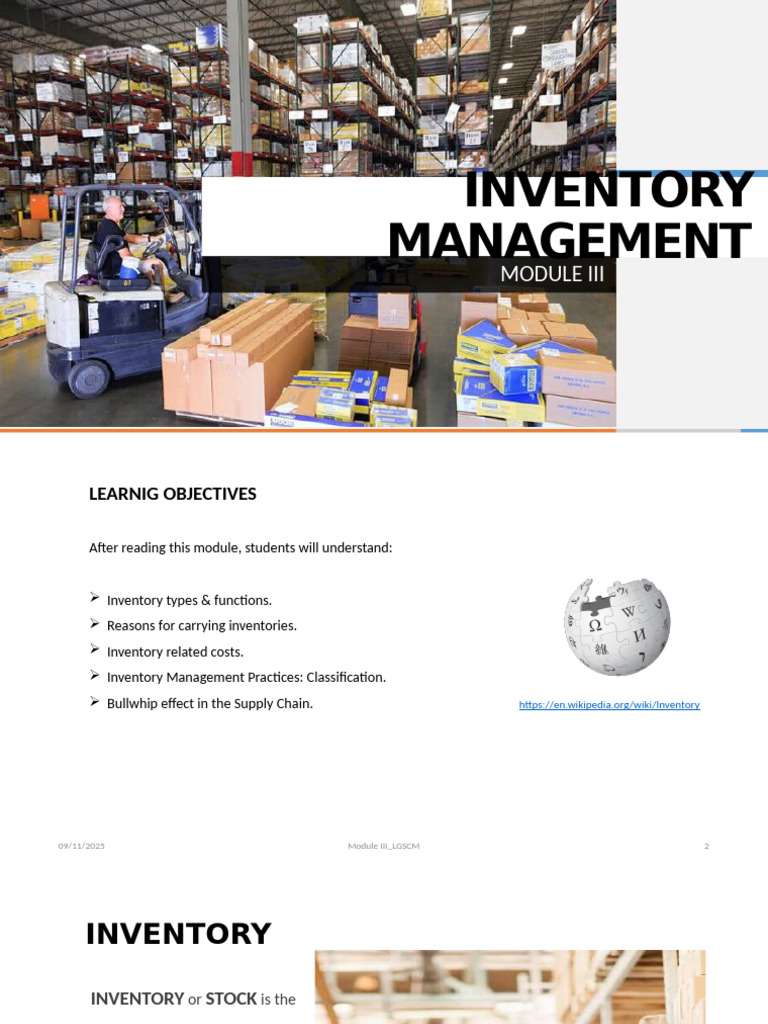 MODULE III - Inventory Management | PDF | Inventory | Economies