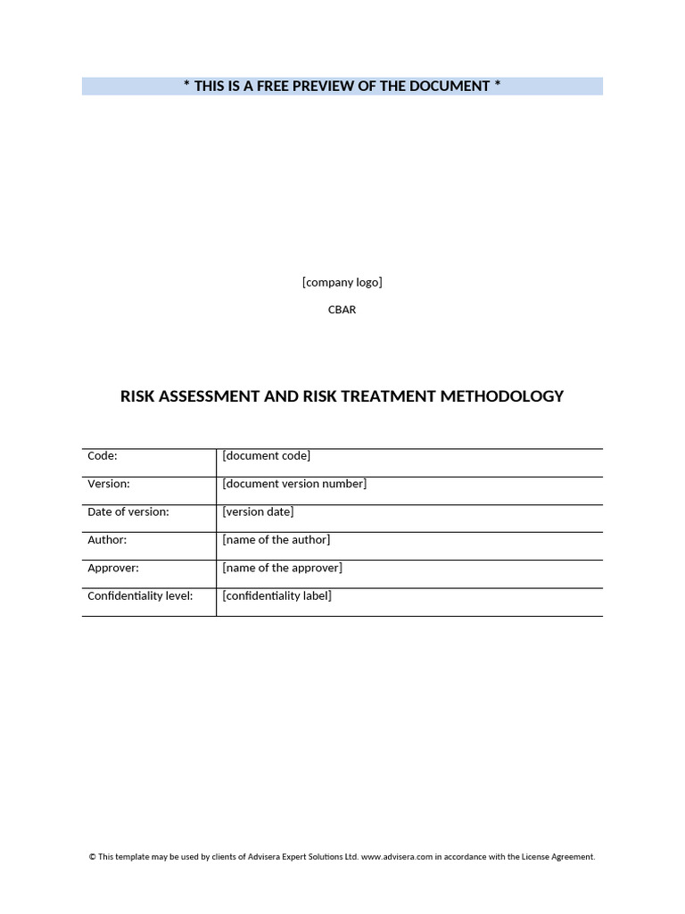 Risk Assessment and Risk Treatment Methodology 27001 en | PDF ...
