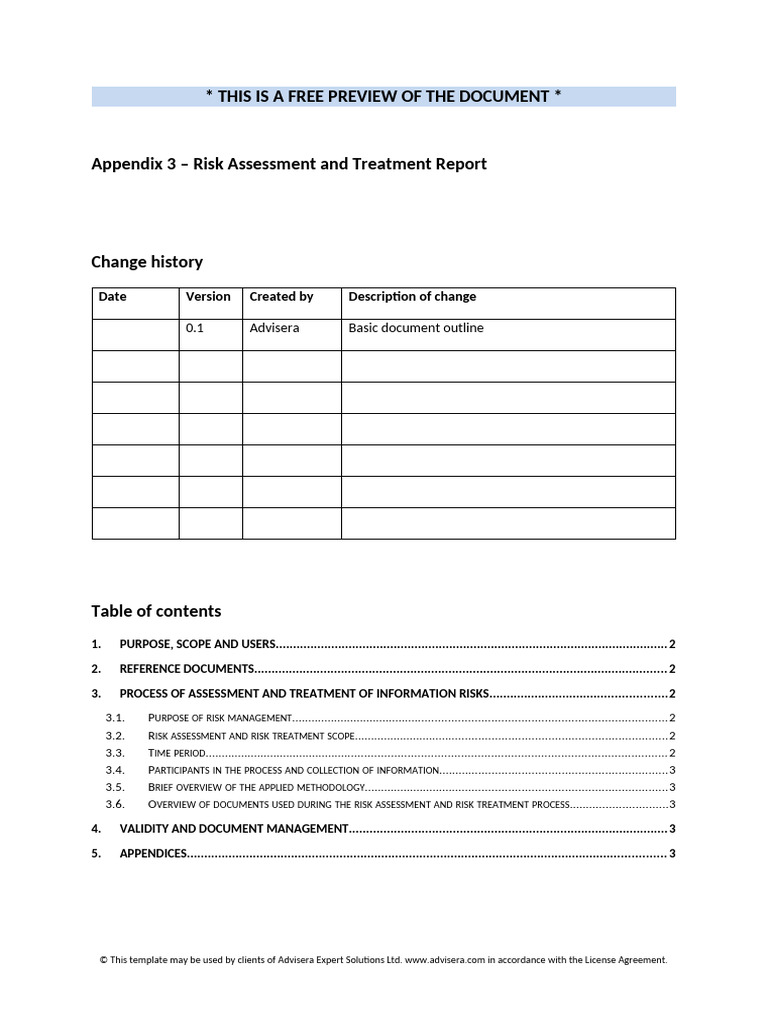 Appendix 3 - Risk Assessment and Treatment Report 27001 en | PDF | Risk ...