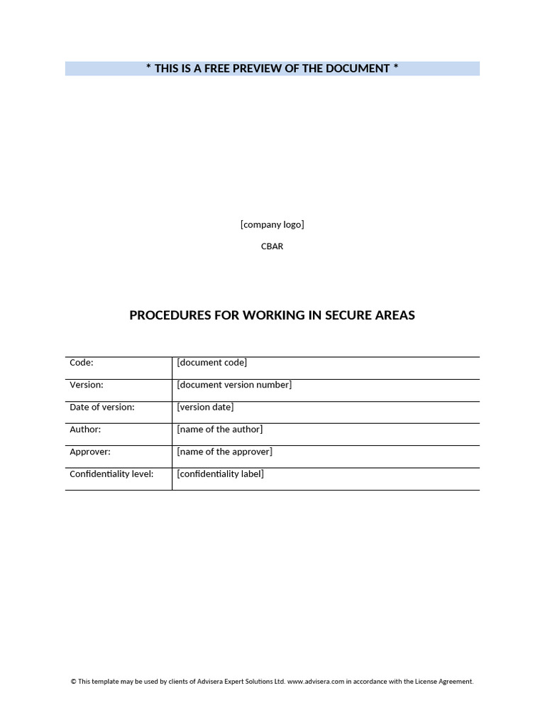 Secure Area Access Procedures | PDF | Confidentiality | Computing